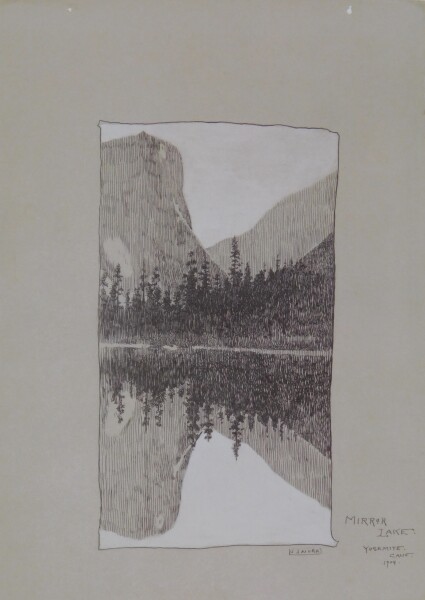Jo Mora Yosemite - Drawing of Mirror Lake