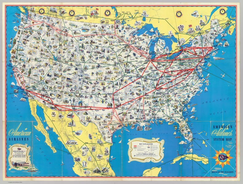 American Airlines System Map 1945