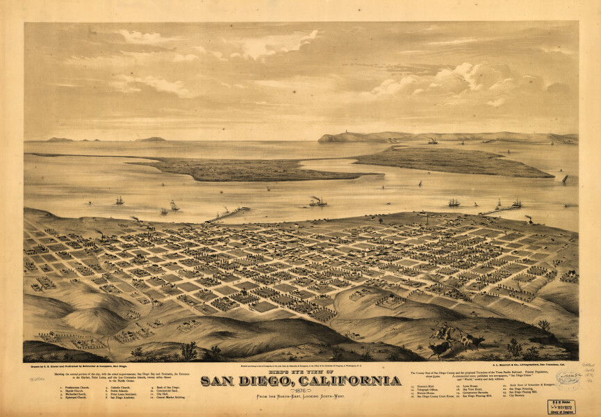 E65 - Birds eye view of San Diego California 1876