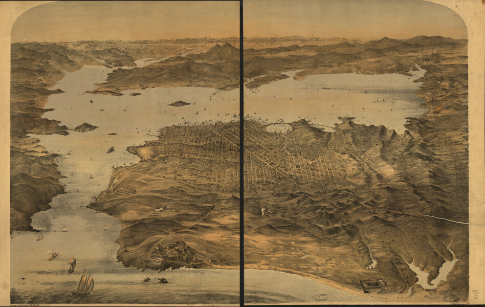 E65 - Birds Eye View of San Francisco - 1868