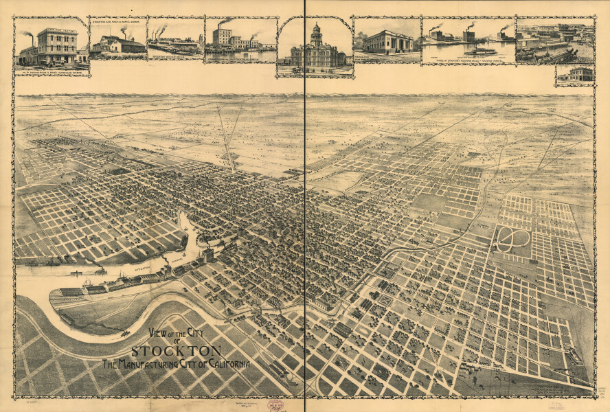E65 - View of City of Stockton The Manufacturing City of California - 1895