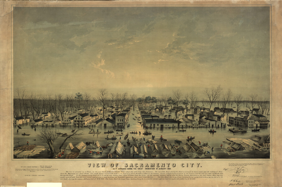 E65 - View of Sacramento City as it appeared during the Great Inundation in January 1850