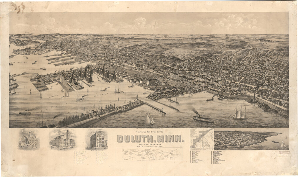 E66 - Perspective Map of Duluth Minnesota - 1893