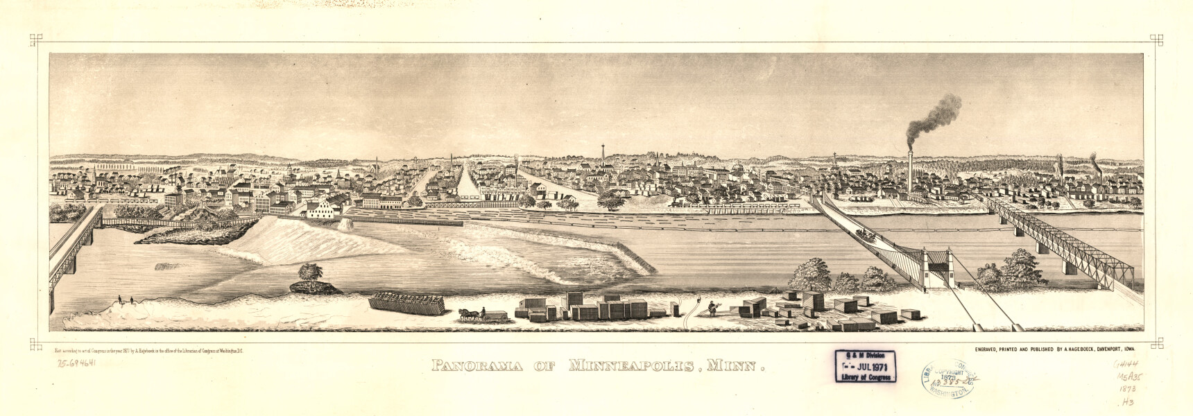 E66 - Panorama of Minneapolis Minnesota - 1873