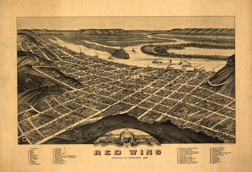 E66 - Panoramic view of the City of Red Wing Goddhue Co Minnesota - 1880