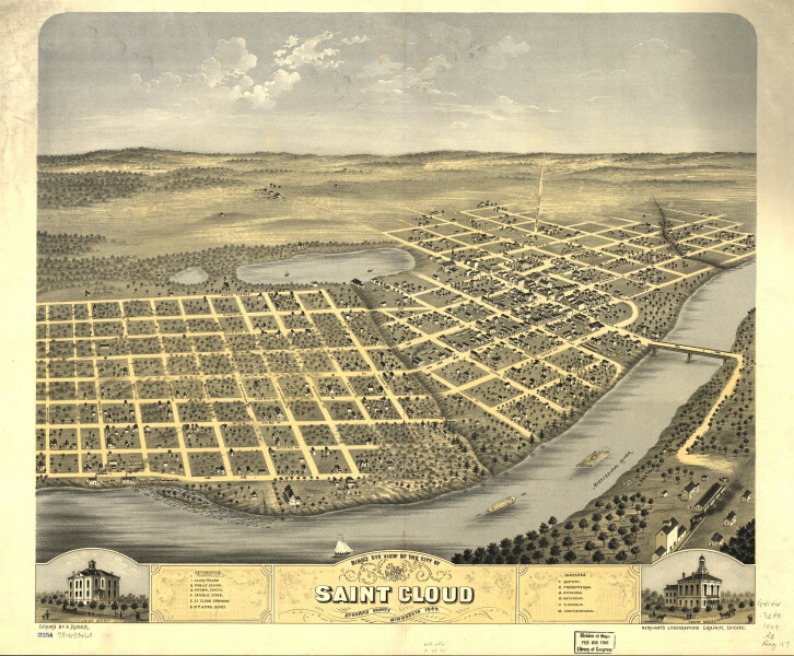 E66 - Birds Eye View of the City  of Saint Cloud Stearns County Minnesota - 1869