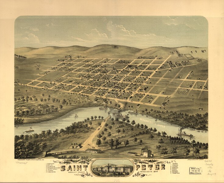 E66 - Birds Eye View of the City of Saint Peter Nicollet County Minnesota - 1870