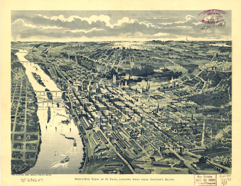 E66 - Birds Eye View of St Paul Looking West from Daytons Bluff - 1893