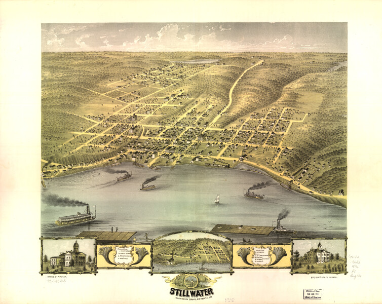 E66 - Birds Eye View of the City of Stillwater Washington County Minnesota - 1870