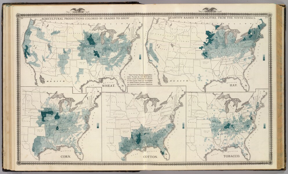 E68 - Agricultural productions colored by grades to show quantity raised in localities - 1875