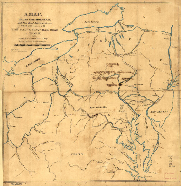 E72 - Map of the Principal Canal and Railroad Improvement - GF De La Roche - 1835