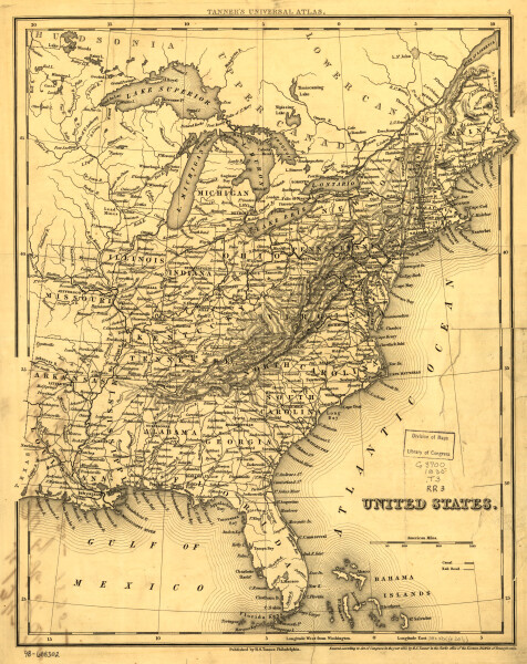 E72 - Map of the Railroads and Canals Eastern Half of the United States - Henry Schenck Tanner - 1835