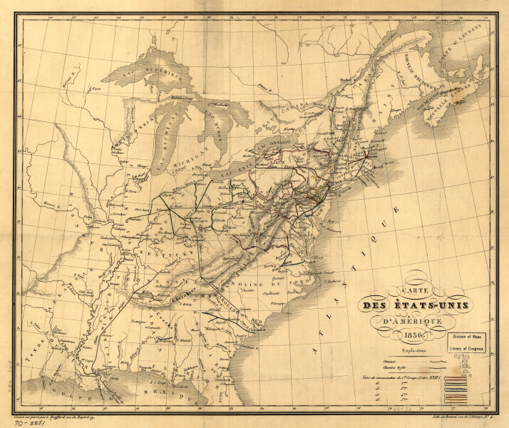 E72 - Carte des Etats-unis D Amerique - L Bouffard - 1836