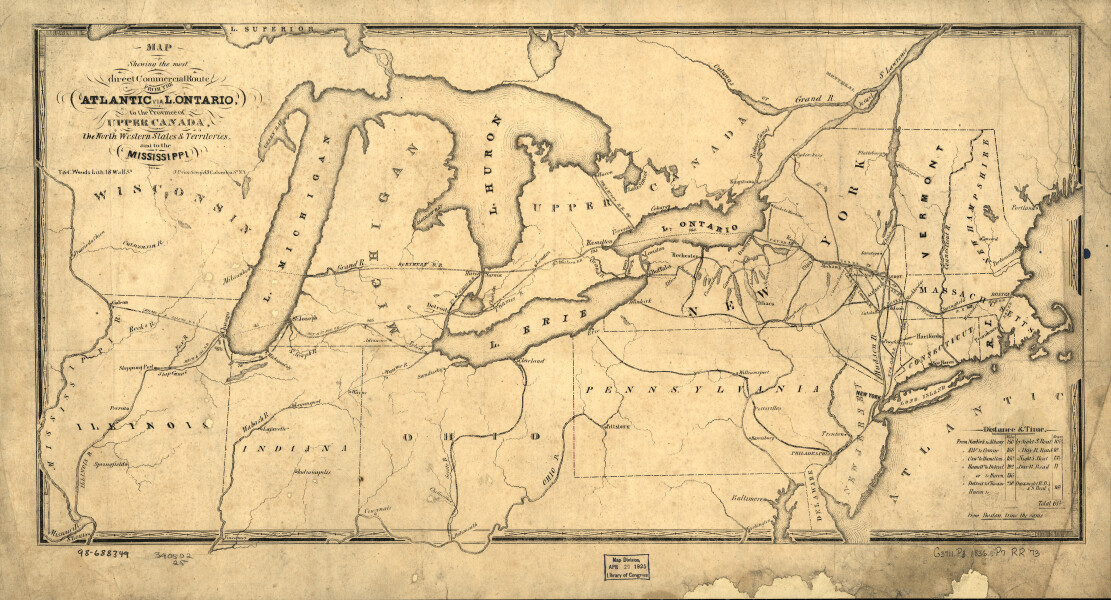 E72 - Railroad Map Showing the Most Direct Commercial Route Northeastern States - John Price - 1836