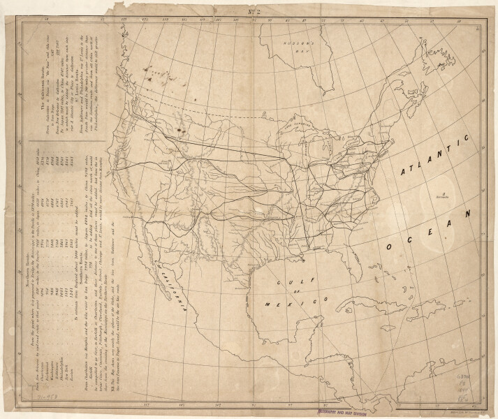E72 - Map Showing the Railroad Route to Santa Fe and San Diego - Asa Whitney - 1849