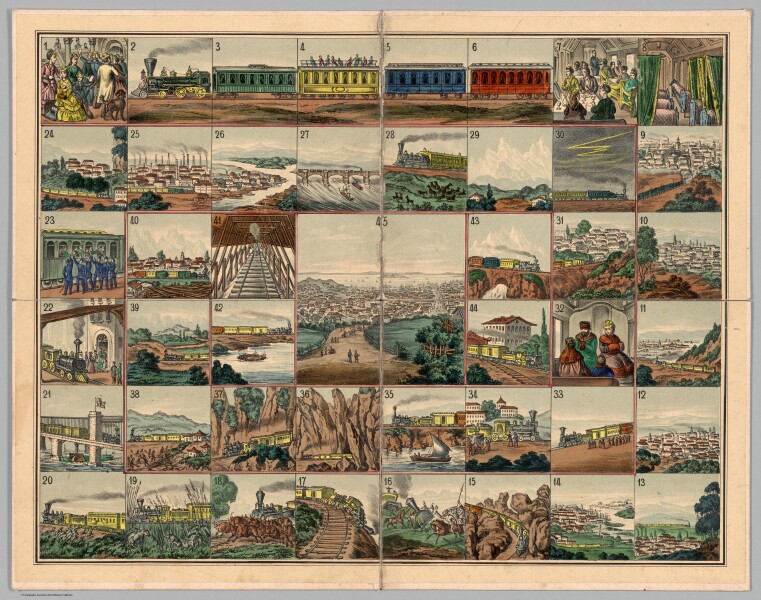 E73 - Game Board Voyage from New York to San Francisco upon the Union Pacific Railroad - 1870