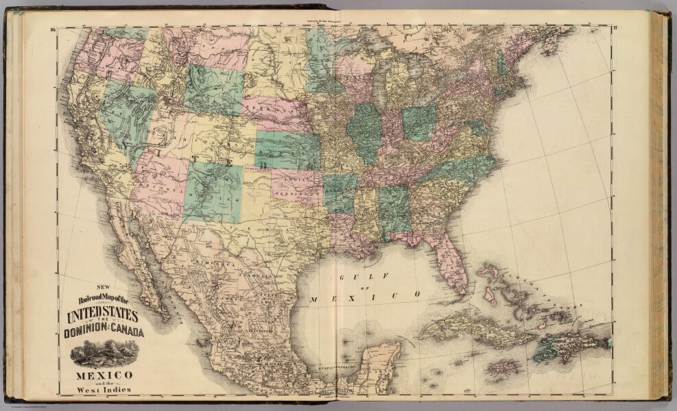 E73 - New Railroad Map of the United States Dominion of Canada Mexico and the West Indies - Alfred T Andreas - 1875