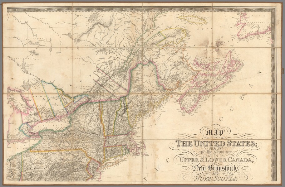 E73 - Map of the US and the Provinces of Upper and Lower Canada New Brunswick and Nova Scotia - John Walker - 1835