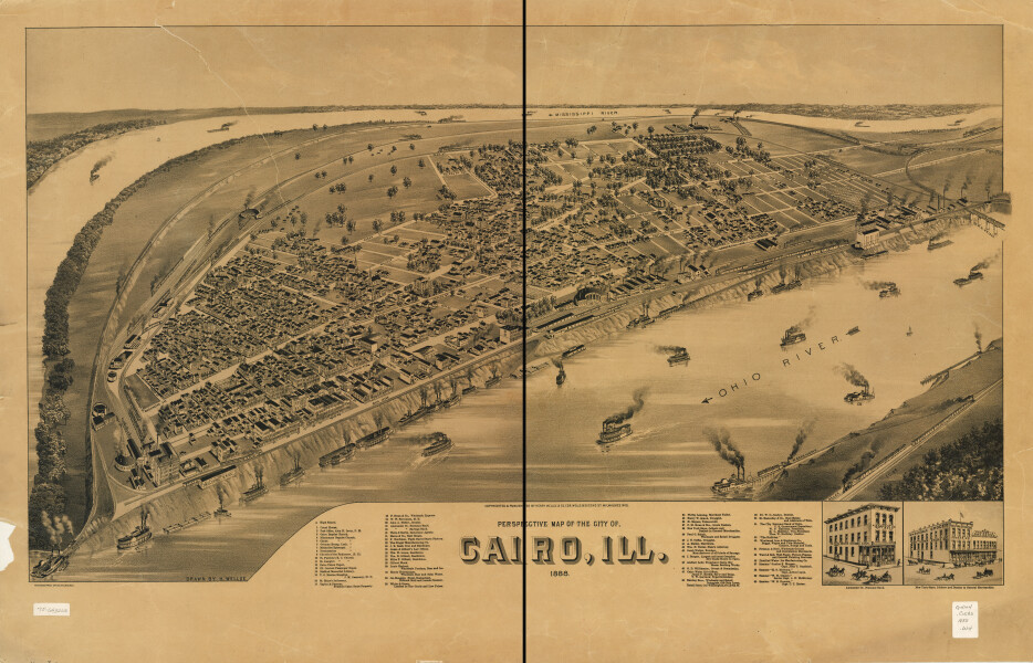 E74 - Perspective Map of the City of Cairo Illinois - Henry Wellge - 1888