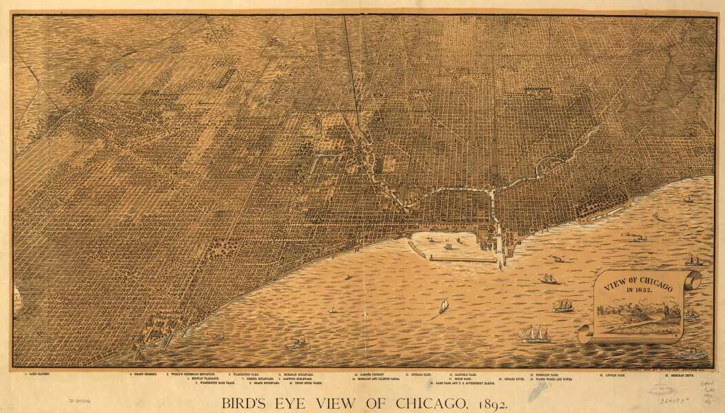 E74 - Birds Eye View of Chicago - Peter Roy - 1892