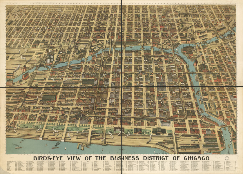 E74 - Birds Eye View of the Business District of Chicago - Poole Brothers - 1898