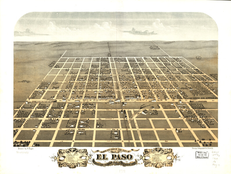 E74 - Birds Eye View of the City of El Paso Woodford County Illinois - A Ruger  - 1869