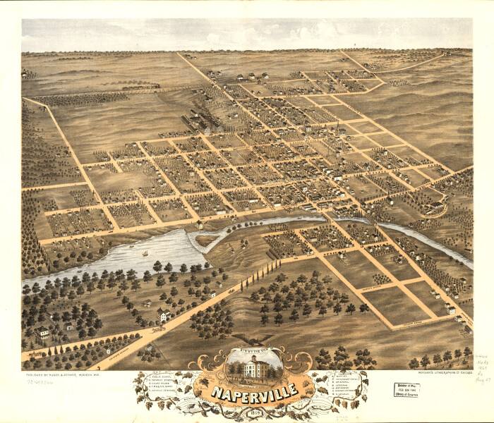 E74 - Birds Eye View of Naperville DuPage County Illinois - A Ruger - 1869