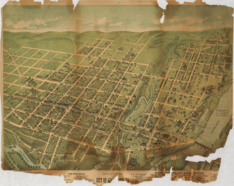 E80 - Birds Eye View of the City of Allentown Pennsylvania - 1879