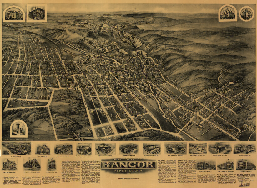 E80 - Aero view of Bangor Pennsylvania - 1918