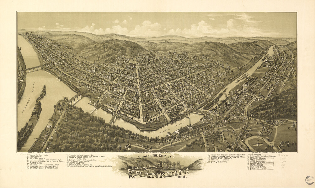 E80 - View of the city of Franklin Pa - 1901