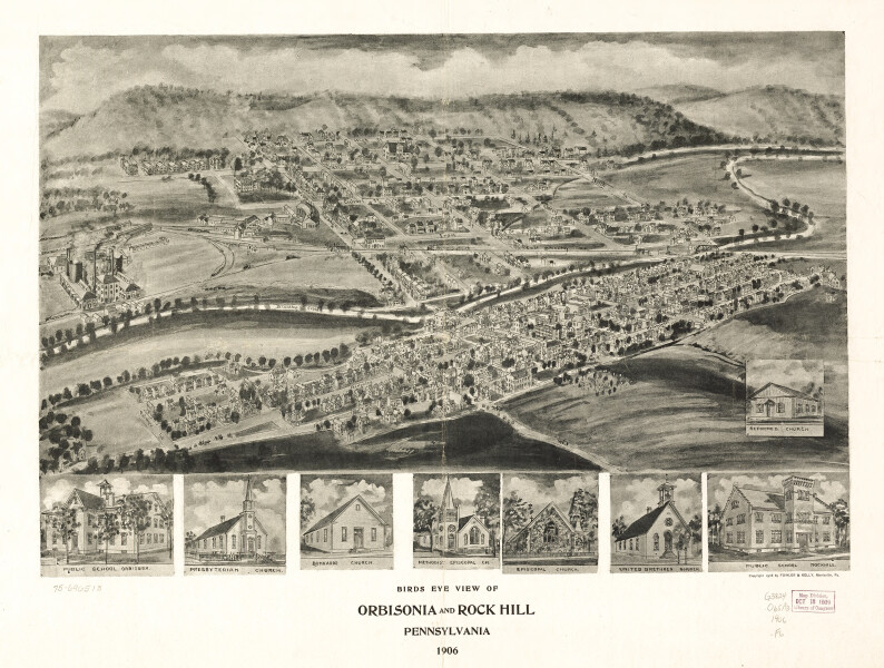 E80 - Birds eye view of Orbisonia and Rock Hill Pennsylvania - 1906