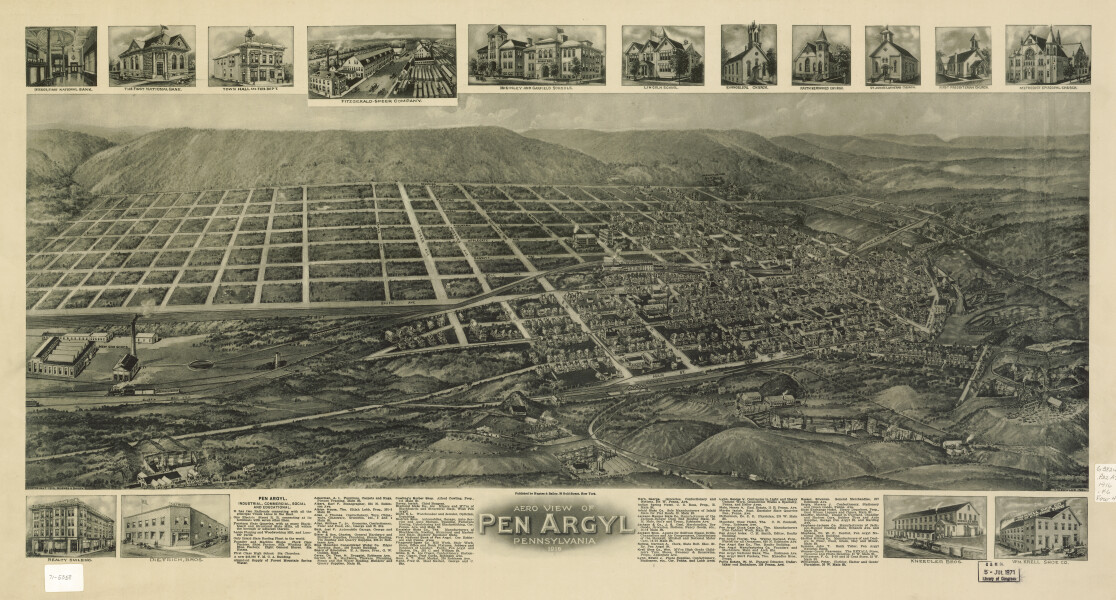 E80 - Map of Aero view of Pen Argyl Pennsylvania - 1916