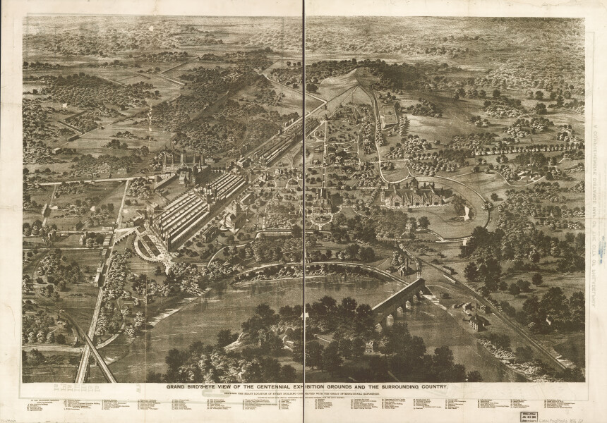 ​E80 - Grand birds eye view of the Centennial Exhibition grounds and the surrounding country​ - 1876