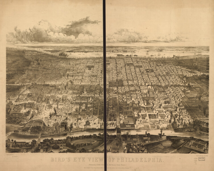 E80 - Birds Eye View of Philadelphia - 1857