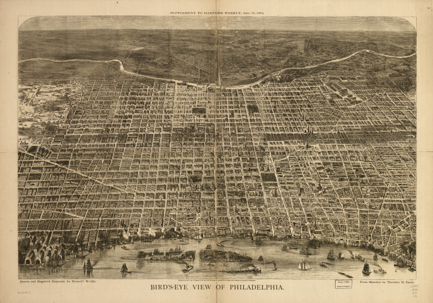 E80 - Birds Eye View of Philadelphia - 1872