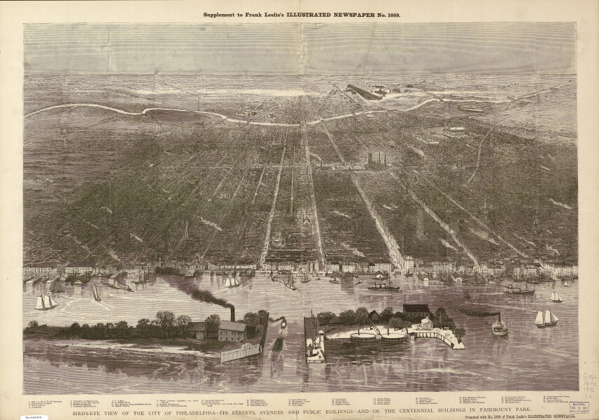 E80 - Birds Eye View of the City of Philadelphia - 1876