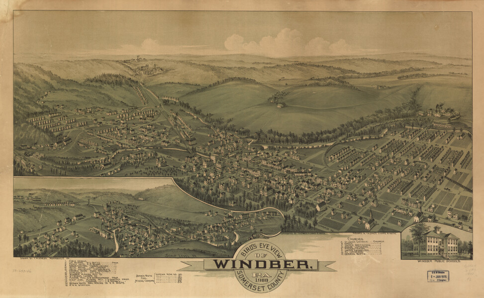 E80 - Birds Eye View of Windber PA Somerset County - 1900