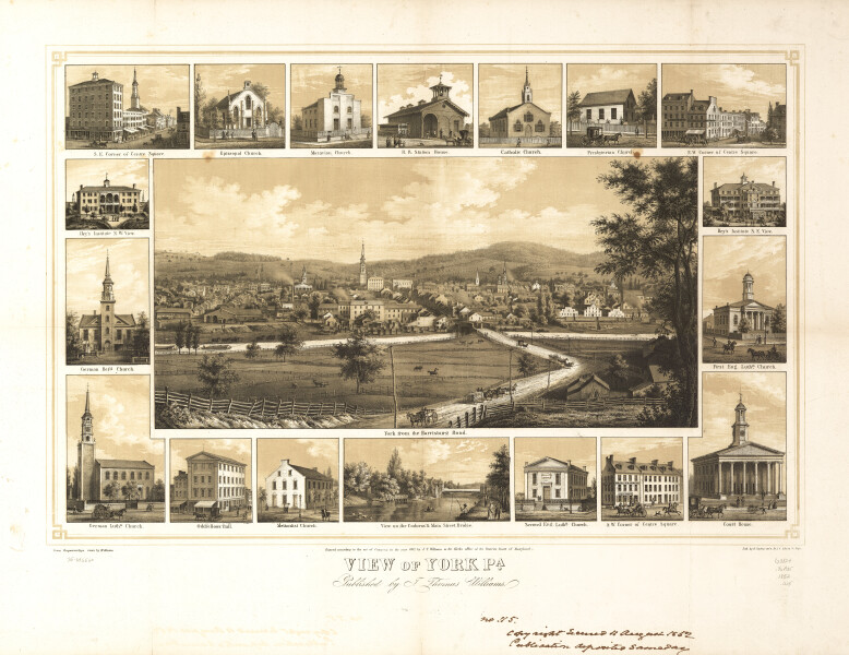 E80 - View of York Pennsylvania - 1852