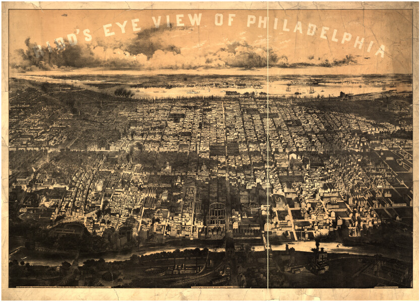 E80 - Birds Eye View of Philadelphia - 1868