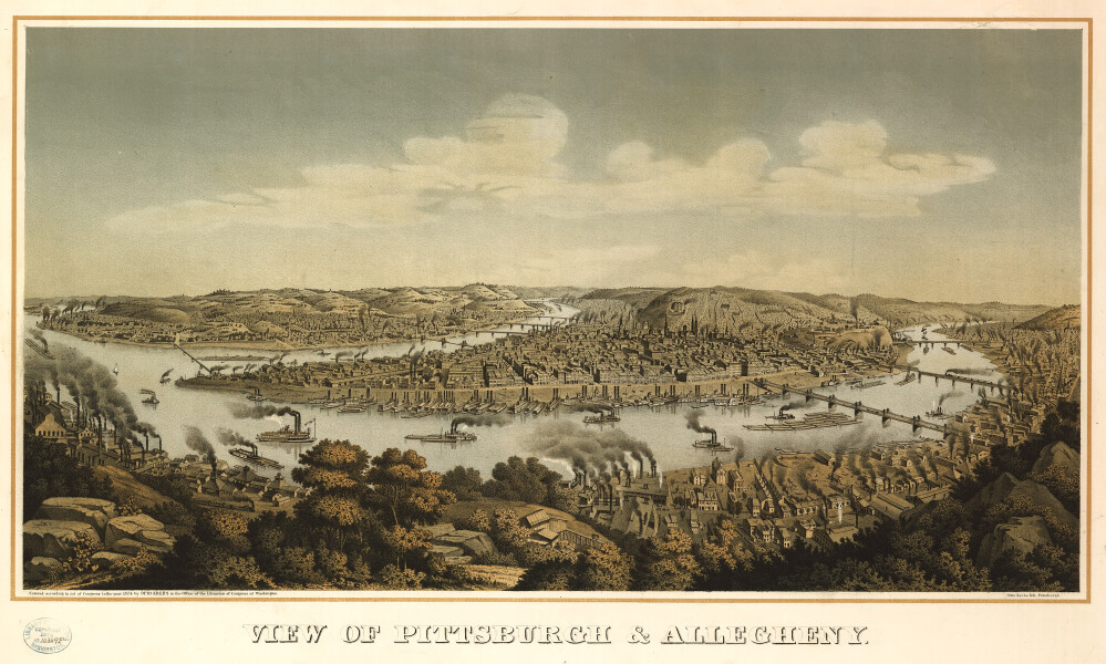 E80 - View of Pittsburgh and Allegheny - 1874