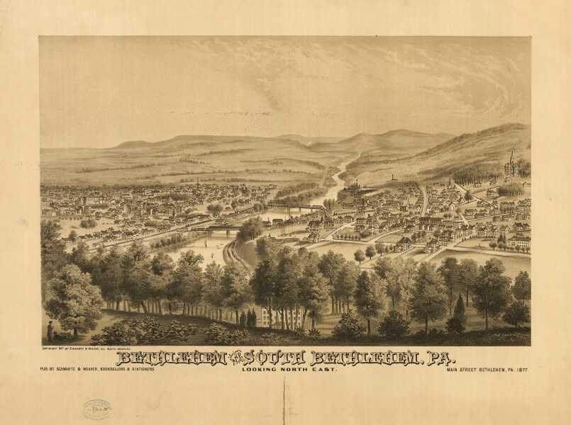 E80 - Bethlehem and South Bethlehem Pennsylvania Looking North East - 1877