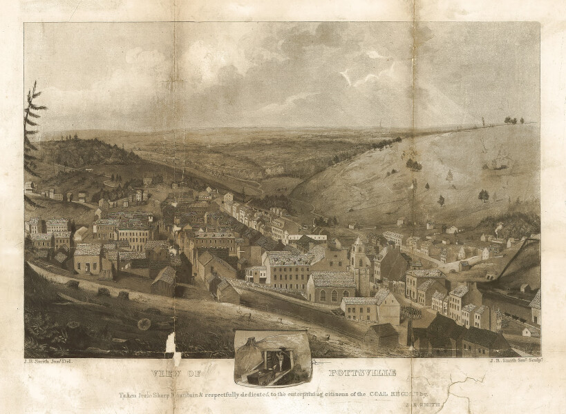 E80 - View of Pottsville Taken from Sharp Mountain and respectfully dedicated to the enterprising citizens of the Coal Region by JR Smith - 1833