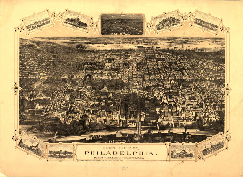 E80 - Birds Eye View Philadelphia - 1876