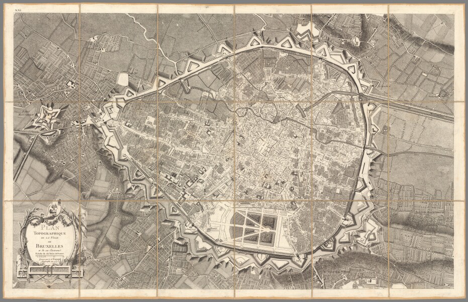E85 - No. 21. Plan topographique de la ville de Bruxelles et de ses environs