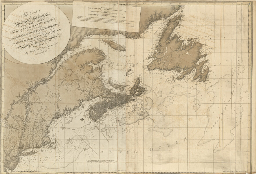 E89 - The Coast of Nova Scotia New England Ne York Jersey The Gulph and River of St Lawrence The Islands of Newfoundland Cape Brton St John Antecofty Sable and Soundings Map