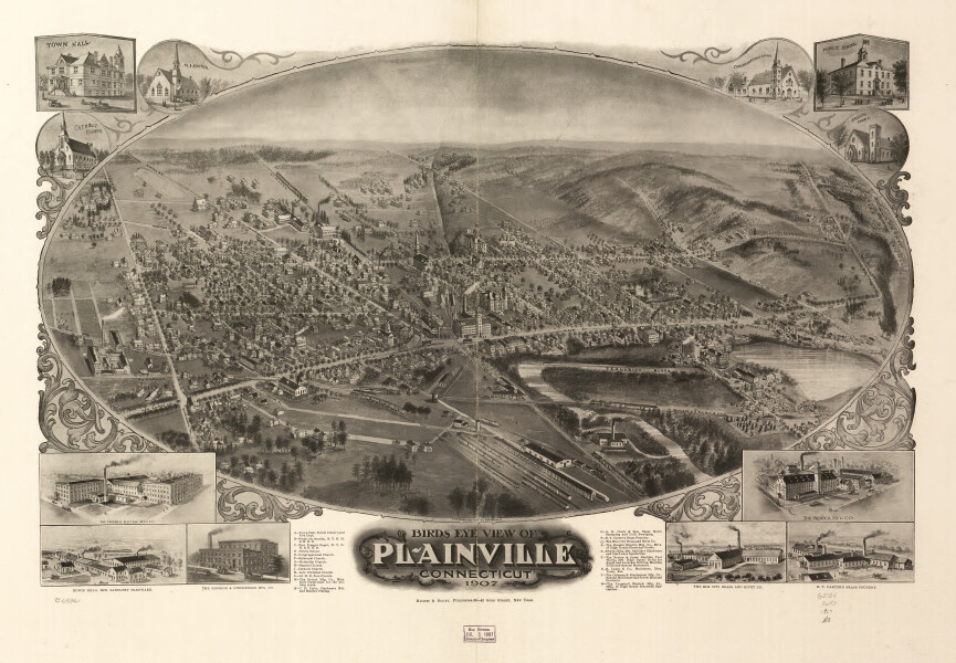 E92 - Birds eye view of Plainville Connecticut - 1907