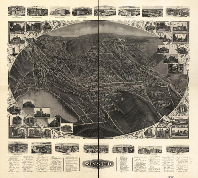 E92 - Birds eye view of Winsted Connecticut - 1908