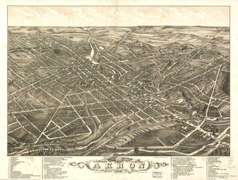 E93 - Panoramic view of the city of Akron Summit County Ohio - 1882