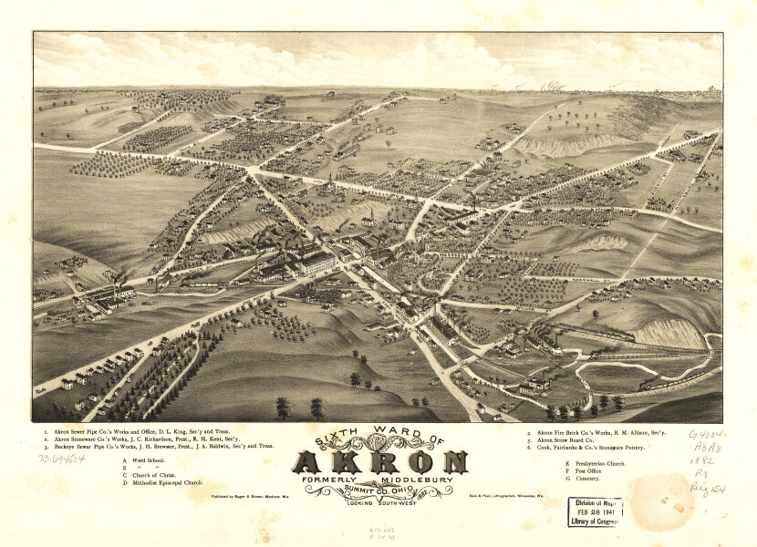 E93 - Sixth ward of Akron formerly Middlebury Summit Co Ohio - 1882