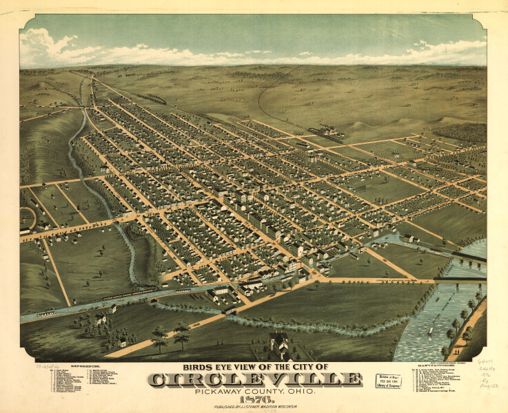 E93 - Birds eye view of the city of Circleville Pickaway County Ohio - 1876